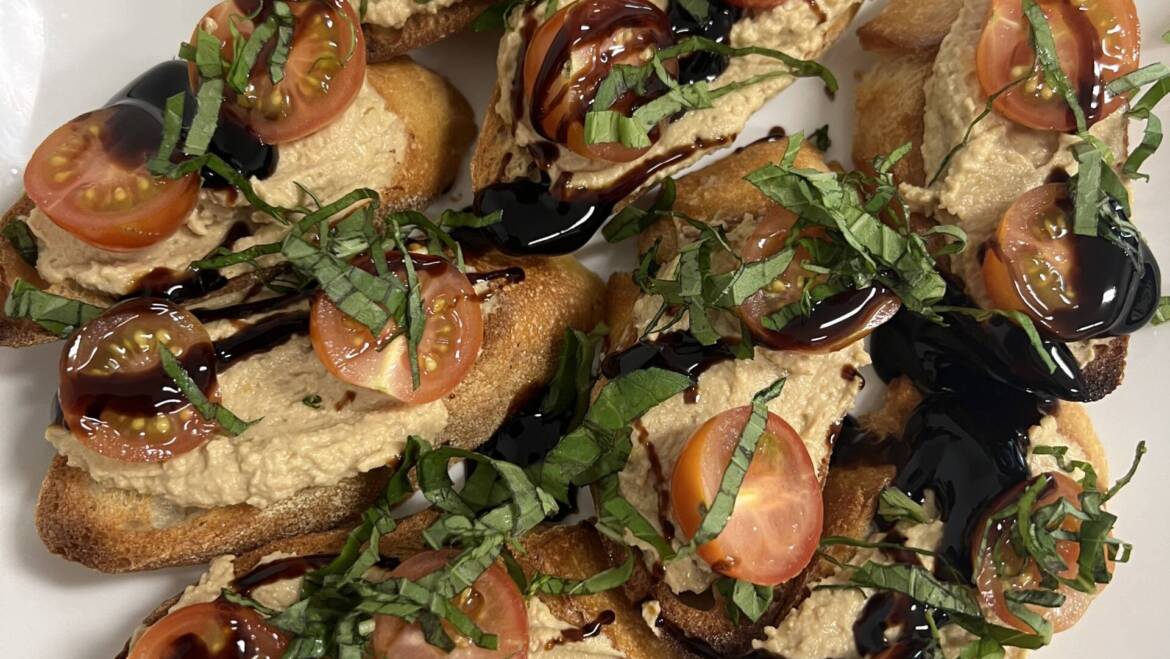 Balsamic Hummus Bruschetta