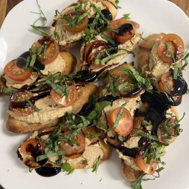 Balsamic Hummus Bruschetta