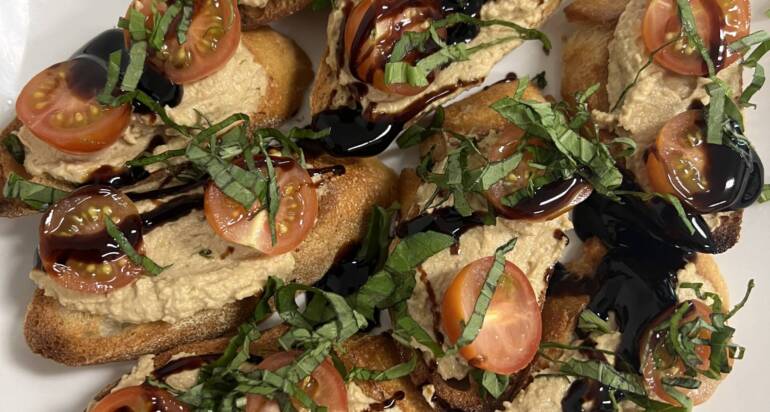 Balsamic Hummus Bruschetta